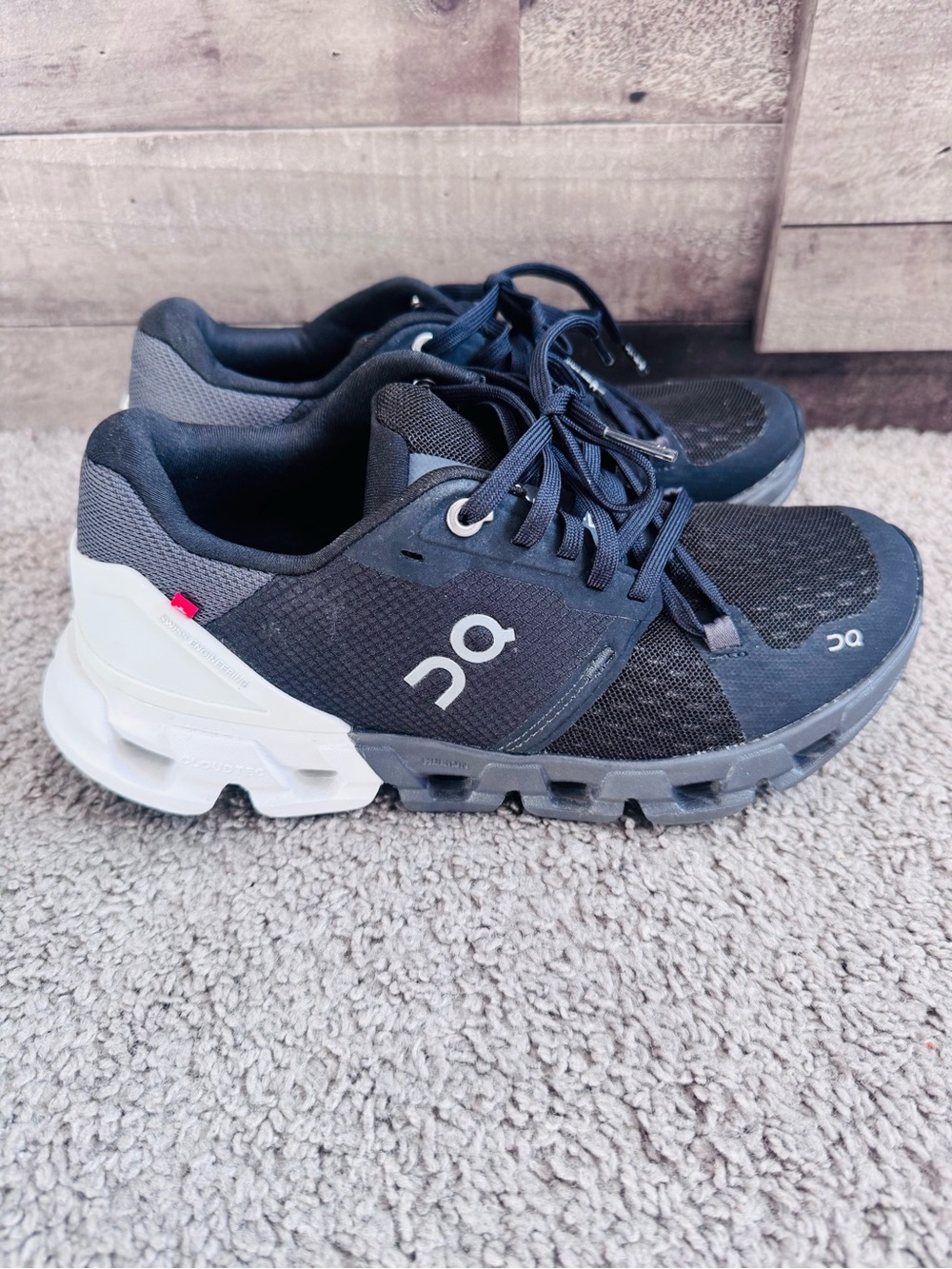 On Running Women's Cloudflyer 4 Gray and Black Sneakers